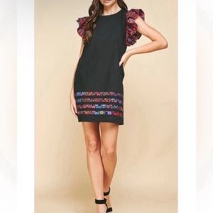 Anthropologie Pinch Blythe Floral Ruffle Sleeve Dress